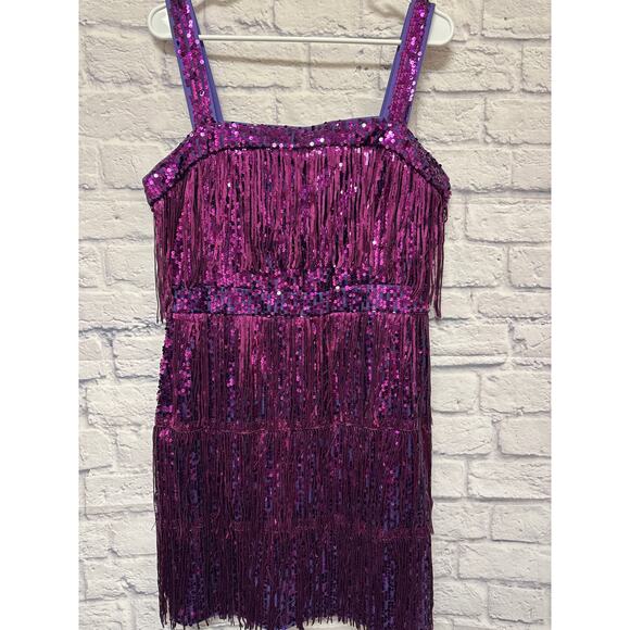 Shein Purple Sequin Fringed Knee Length Formal Party Dress Tank Knee Length XL - Picture 1 of 4